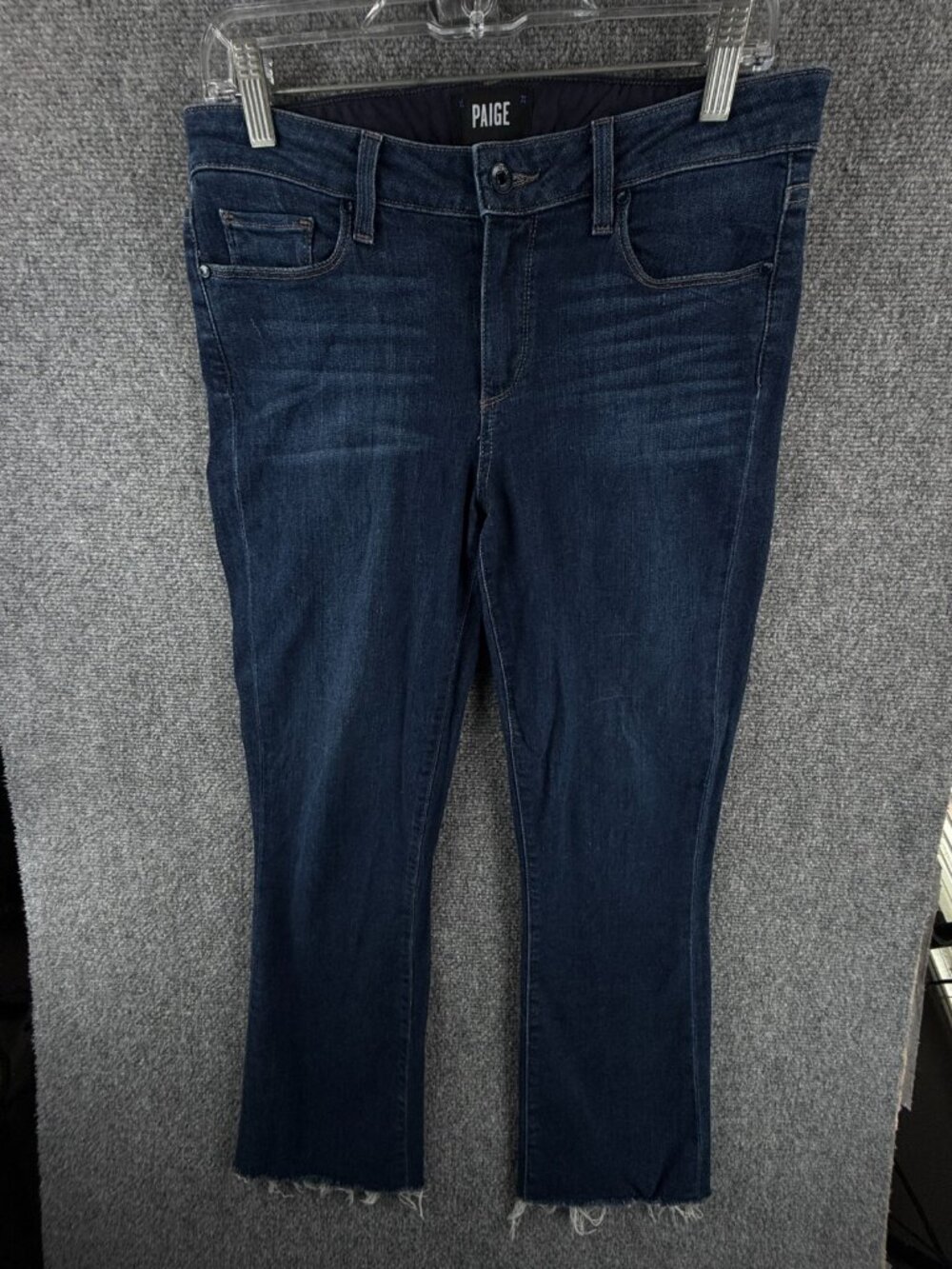 PAIGE Blue Riley Crop Flare Jean Denim USA Made Size 30 Stretch Ladies Adult
